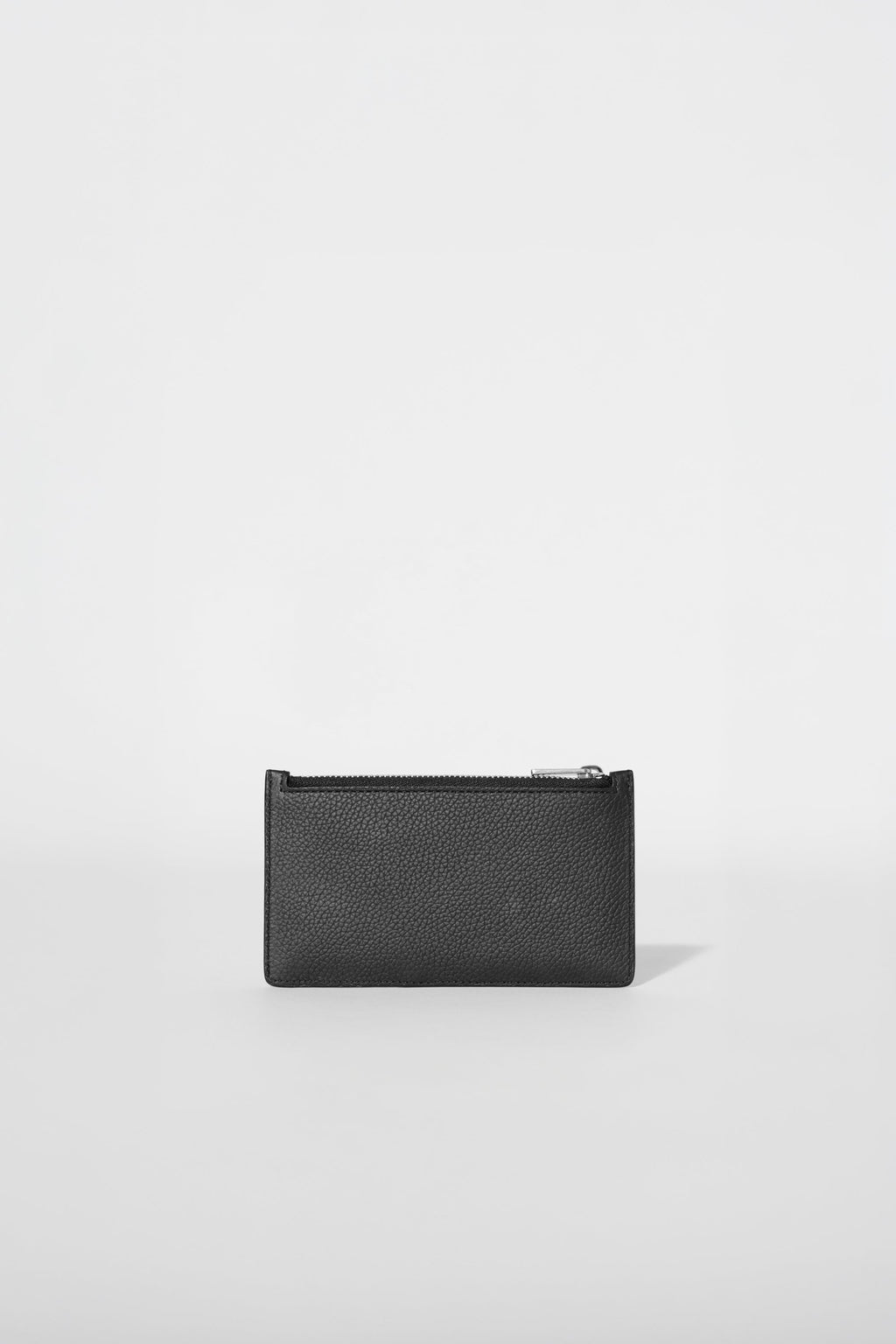 Zip Card Holder - Black Leather