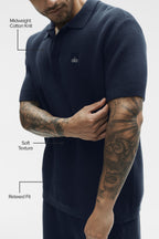 Sports Club Sweater Knit Polo - Navy