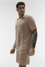 Coastline Knit Short Sleeve Polo - Gravel