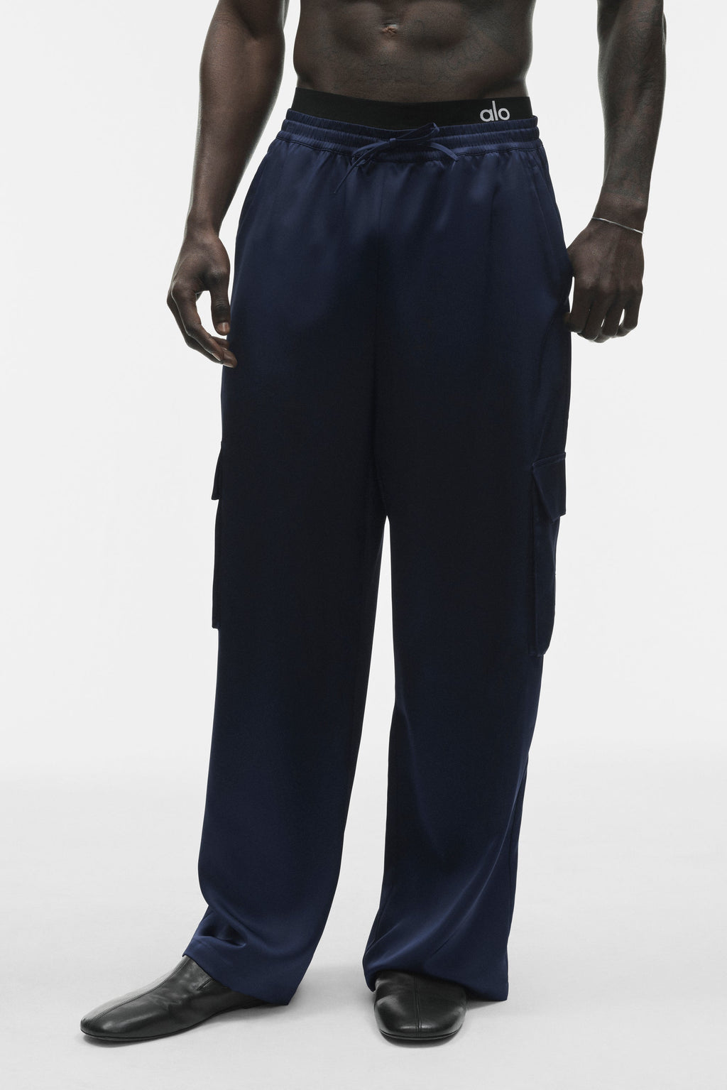 Satin Horizon Straight Leg Cargo Pant - Navy