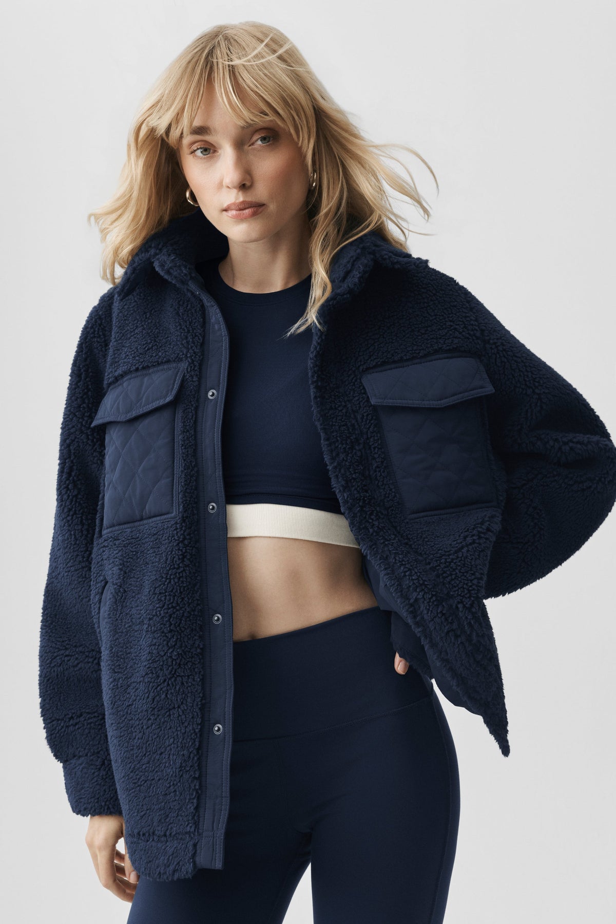 Sherpa Edge Shacket - Navy