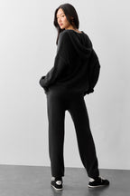 Wool Cashmere New Class Full Zip Hoodie - Black