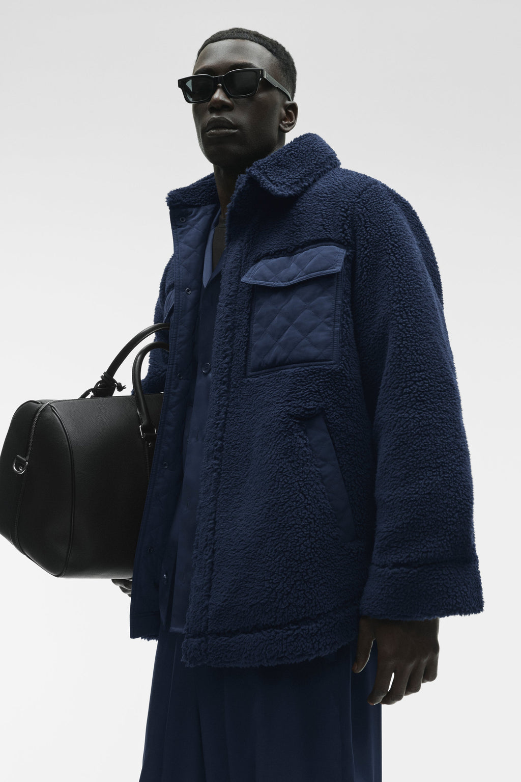 Sherpa Edge Shacket - Navy