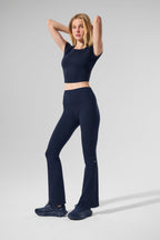 Alosoft Crop Finesse Short Sleeve - Navy