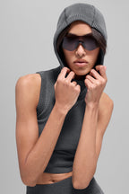 Seamless Two Tone Rib Hooded Vest - Dark Misty Grey Heather