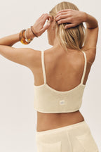 Silk Cashmere Cropped Heat Wave Tank - Sandy Beige