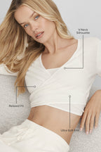 Sweater Knit Crossover Long Sleeve - Ivory