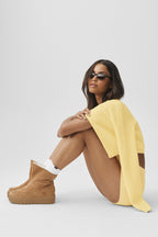 Mini Cable High-Waist Sweater Short - Warm Butter