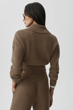 Cashmere Wool Harmony Full Zip Jacket - Java Brown Heather