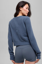 Snuggle Up Sweater Cropped Cardigan - Bluestone