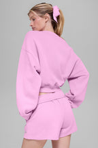 Cropped Accolade Crewneck - Candy Heart Pink