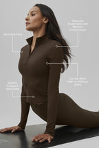 ALO Softsculpt Precision 1/4 Zip Long Sleeve - Espresso