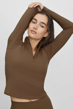 ALO Softsculpt Precision 1/4 Zip Long Sleeve - Java Brown