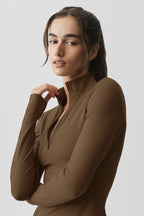 ALO Softsculpt Precision 1/4 Zip Long Sleeve - Java Brown