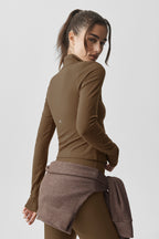 ALO Softsculpt Precision 1/4 Zip Long Sleeve - Java Brown