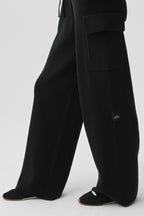Scholar Knit High-Waist Cargo Pant - Black