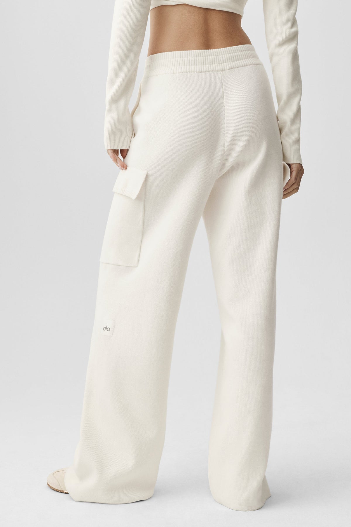 Scholar Knit High-Waist Cargo Pant - Ivory