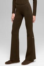 Denim Knit High-Waist Flare Pant - Espresso/Black