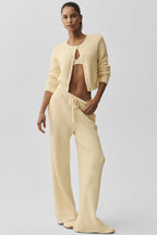Snuggle Up Sweater High-Waist Wide Leg Pant - Candlelight Yellow