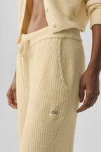 Snuggle Up Sweater High-Waist Wide Leg Pant - Candlelight Yellow