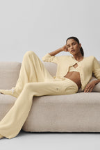 Snuggle Up Sweater High-Waist Wide Leg Pant - Candlelight Yellow