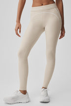 Alosoft High-Waist Heart Throb Legging - Oatmeal Heather/White