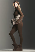 Seamless High-Waist Two Tone Rib Legging - Java Brown