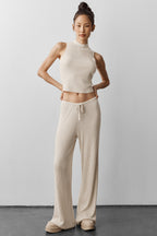 Sweater Knit Mid-Rise Unwind Wide Leg Pant - Oatmeal Heather