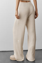 Sweater Knit Mid-Rise Unwind Wide Leg Pant - Oatmeal Heather