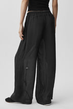Semi-Sheer Golden Hour High-Waist Straight Leg Pant - Black