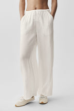 Semi-Sheer Golden Hour High-Waist Straight Leg Pant - Ivory