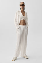 Semi-Sheer Golden Hour High-Waist Straight Leg Pant - Ivory