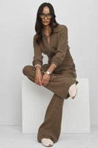 Cashmere Wool Low-Rise Harmony Trouser (Regular) - Java Brown Heather