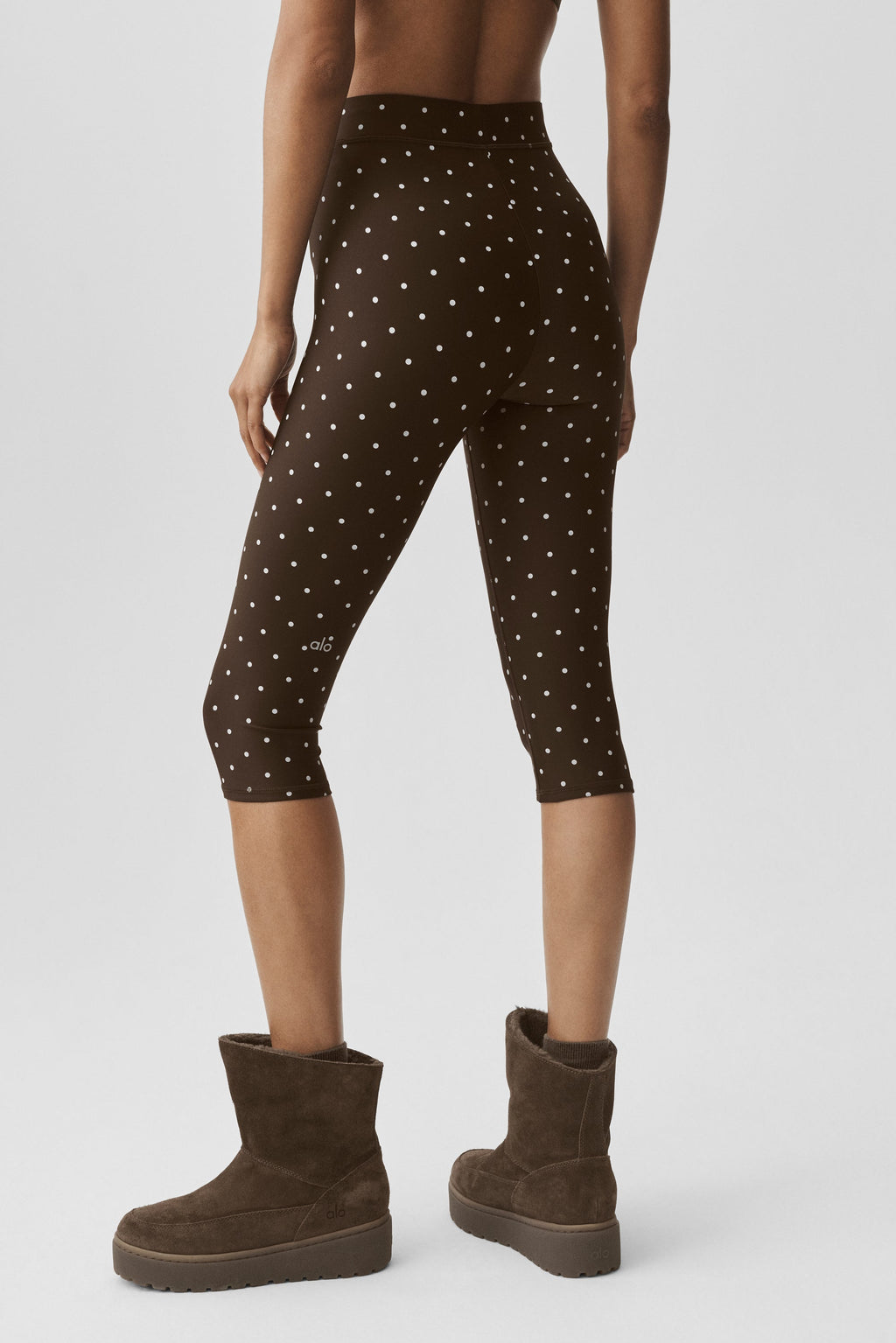 Airlift Polka Dot High-Waist Iconic 90's Capri - Espresso/White