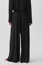 Semi Sheer High-Waist Oasis Wide Leg Pant (Regular) - Black