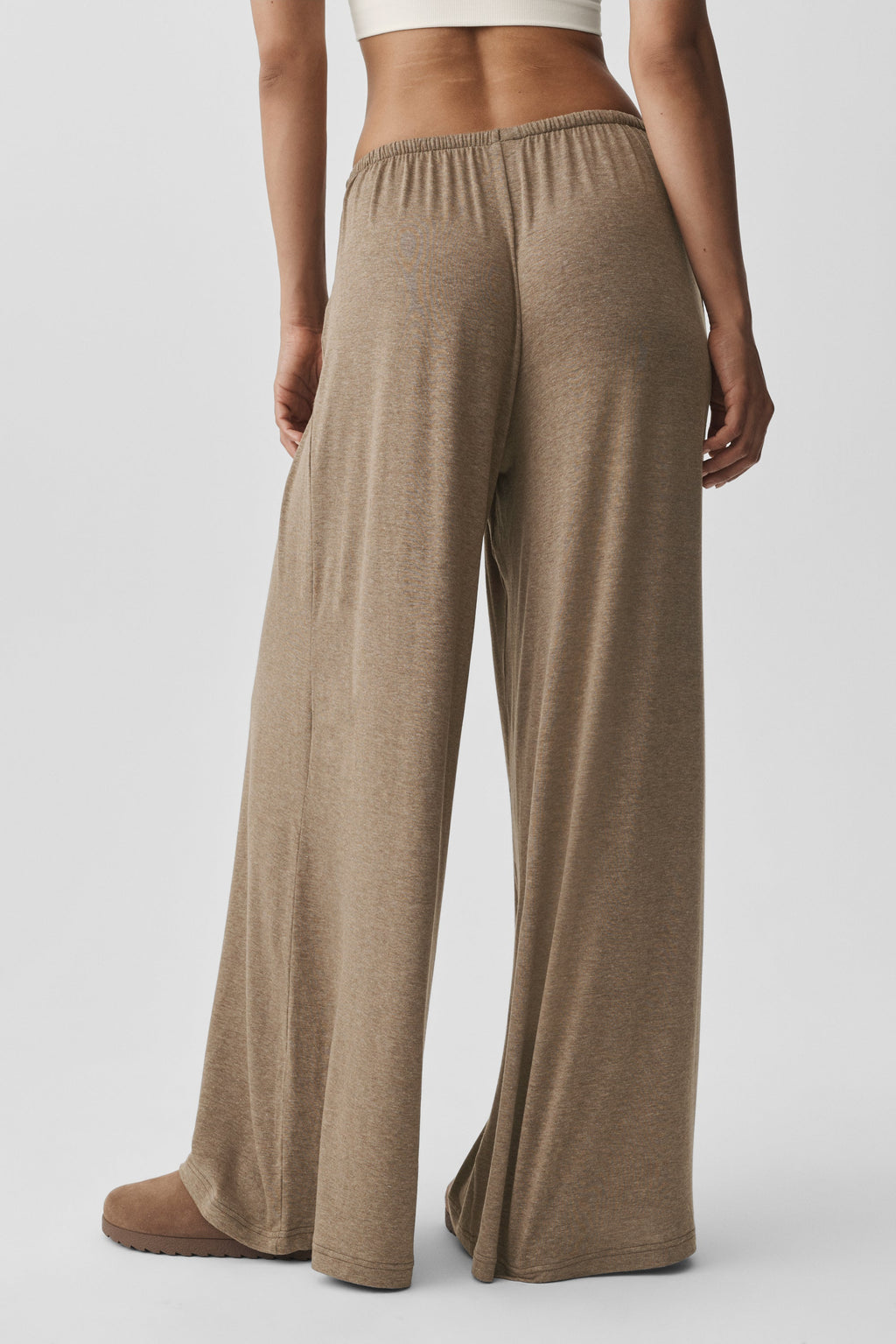 Semi Sheer High-Waist Oasis Wide Leg Pant (Long) - Java Brown Heather