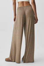 Semi Sheer High-Waist Oasis Wide Leg Pant (Regular) - Java Brown Heather