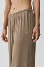 Semi Sheer High-Waist Oasis Wide Leg Pant (Long) - Java Brown Heather