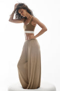 Semi Sheer High-Waist Oasis Wide Leg Pant (Long) - Java Brown Heather
