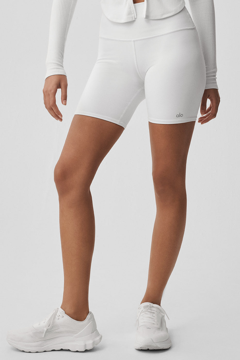 7 High-Waist Biker Short - White