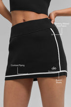 Ribbed Sweater Knit Highline Mini Skirt - Black/White