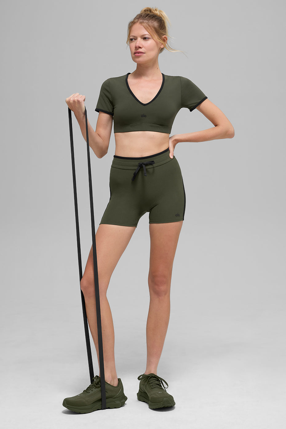 4 Airbrush High-Waist Race Pace Short - Green Olive/Black
