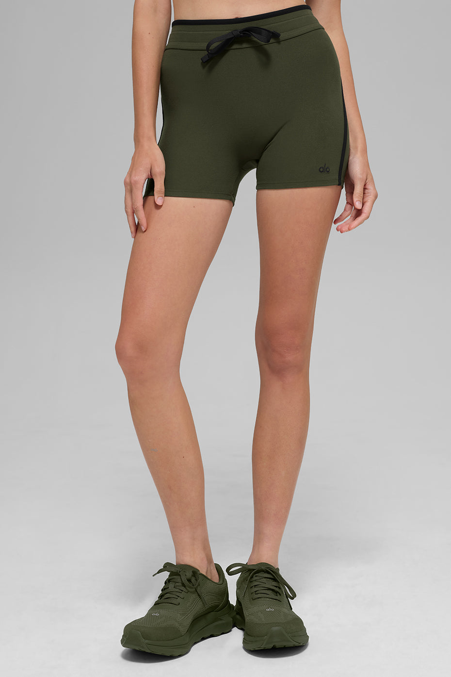 4 Airbrush High-Waist Race Pace Short - Green Olive/Black