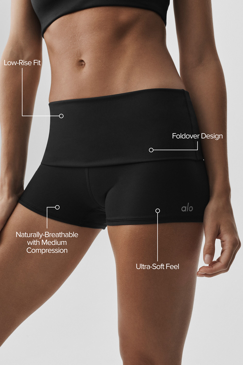3 ALO Softsculpt Low-Rise Foldover Short - Black