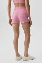 3 Airlift Gingham High-Waist Sleek Short - Paradise Pink Gingham