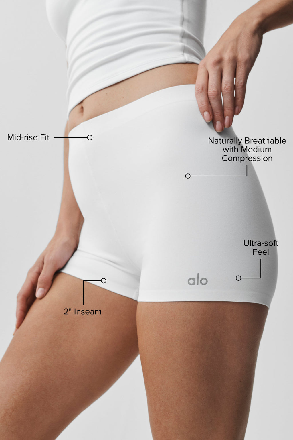 2 ALO Softsculpt Mid-Rise Short - White