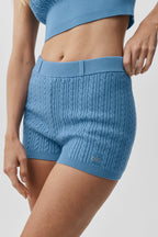 Mini Cable High-Waist Sweater Short - California Blue