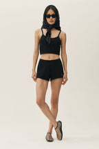 Silk Cashmere Mid-Rise Heatwave Short - Black