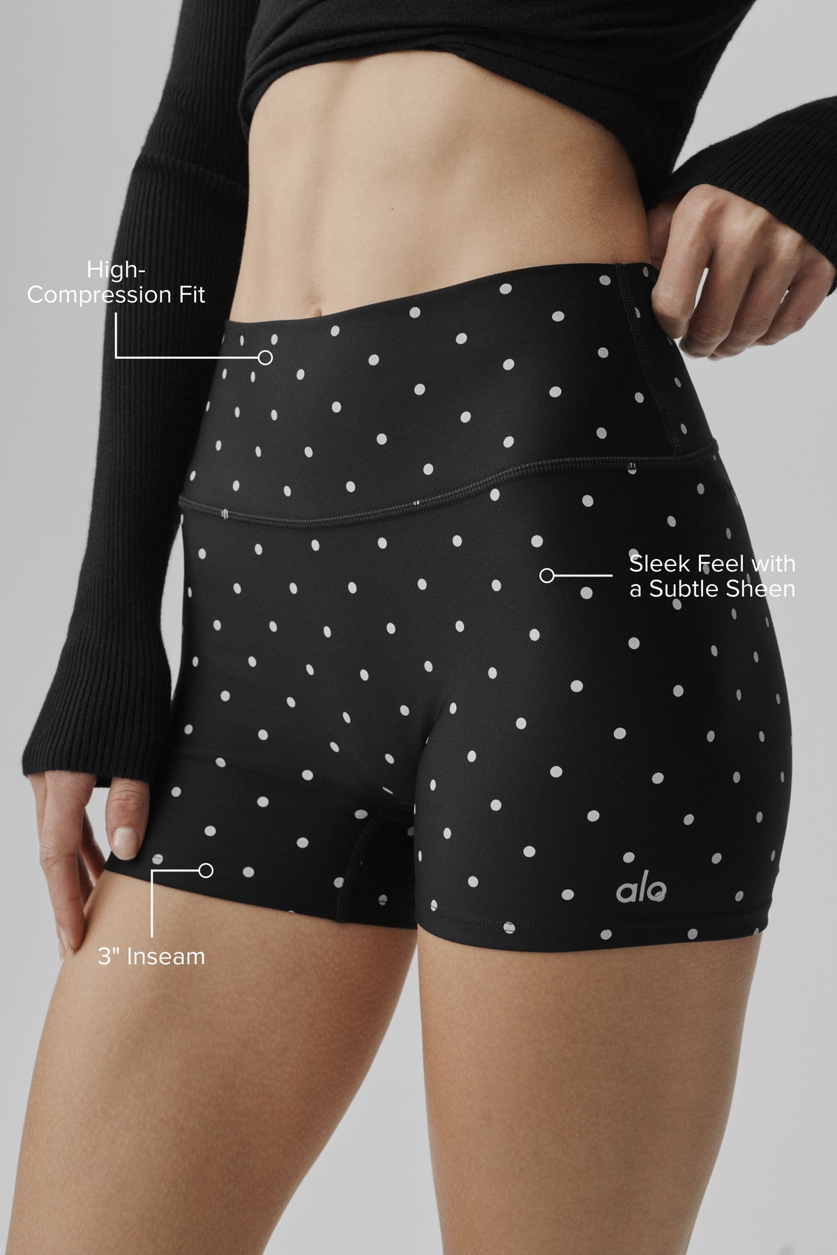 3 Airlift Polka Dot High-Waist Short - Black/White