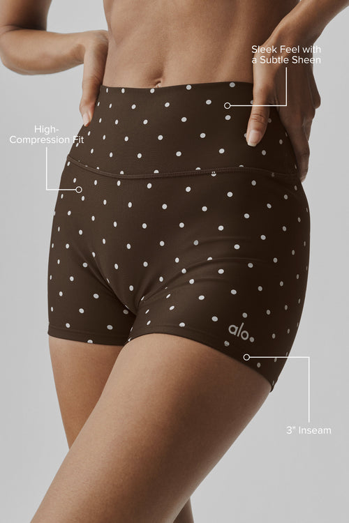3 Airlift Polka Dot High-Waist Short - Espresso/White